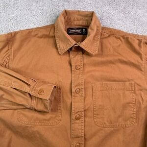 Jesse James Shirt Mens Medium Brown Heavy Twill Button Up Industrial Workwear